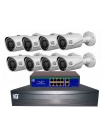 Комплект с 8-ми IP-видеокамер (2Mpx2.8mm) с питание по PoE 