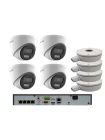 Комплект из 4-х купольных IP камер HiWatch (4Mpx/2.8mm/ColorVu) с питанием по PoE
