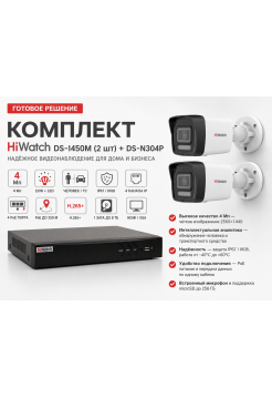 Комплект HiWatch DS-I450M (2шт) + DS-N304P