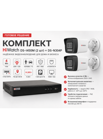 Комплект HiWatch DS-I450M (2шт) + DS-N304P