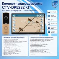 Комплект видеодомофона CTV-M5232 Q Plus KIT (M5232 Q Plus (черный) + CTV-D4003 (шампань))