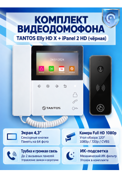 Tantos Elly HD X и iPanel 2 HD (Black) комплект видеодомофона