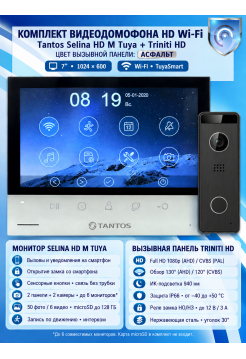 Tantos Selina HD M Tuya и Triniti HD (асфальт) (комплект многофункционального домофона HD Wi-Fi 7")