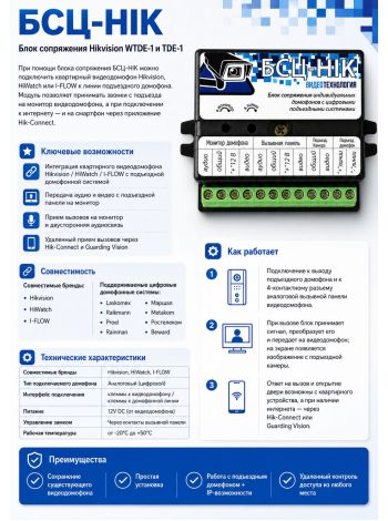БСЦ-HIK блок спряжения Hikvision WTDE-1 и TDE-1